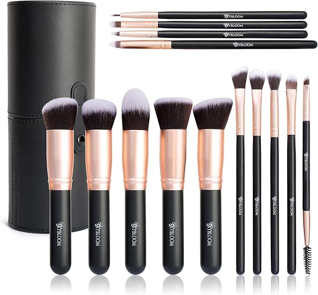 14-Piece Premium Makeup Brush Set with Leather Case
