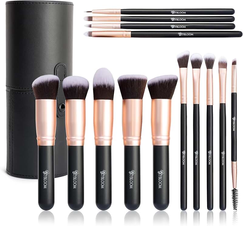 14-Piece Premium Makeup Brush Set with Leather Case