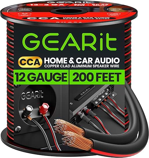 12-Gauge Speaker Wire Cable, 200 Feet