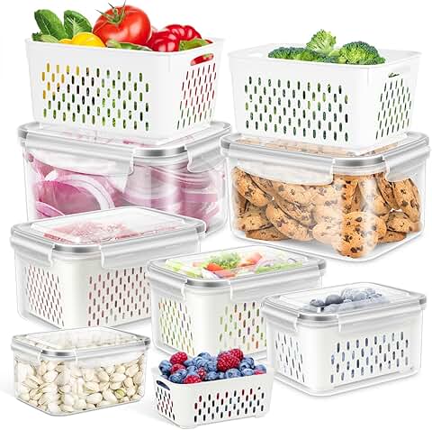 Set of 6 fridge fruit and vegetable storage containers