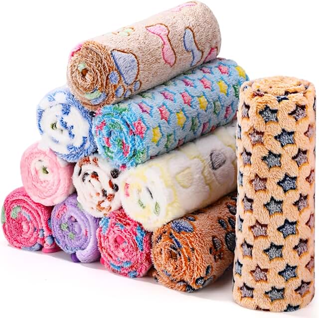 12-Piece Puppy and Kitten Fleece Blanket Set