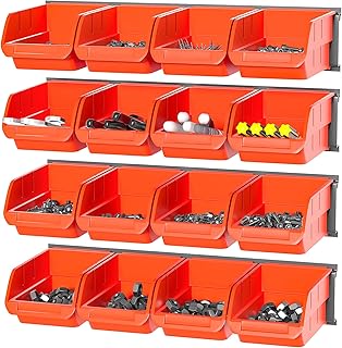 Wall Mounted Plastic Storage Bins with Rails