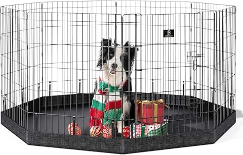 Dog Playpen with 8 Panels and Bottom Pad
