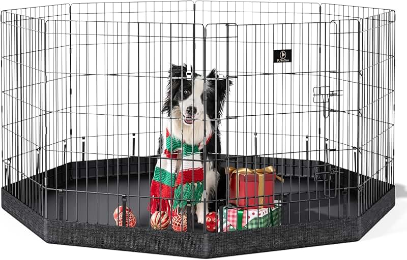 Dog Playpen with 8 Panels and Bottom Pad
