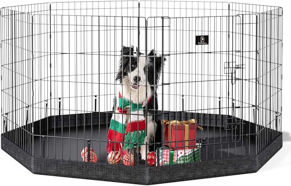 Dog Playpen with 8 Panels and Bottom Pad