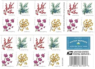 Set of 20 First Class Winter Berries Postage Stamps