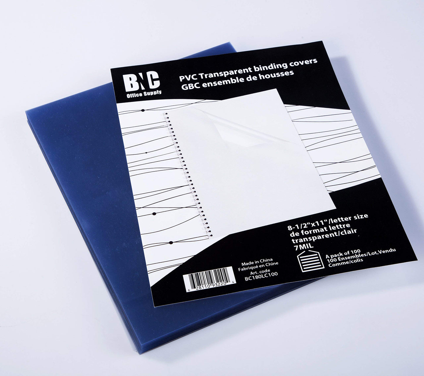 Clear PVC binding covers, 8.5 x 11 inches, pack of 100