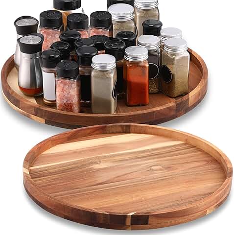 16-inch Acacia Wood Lazy Susan Organizer