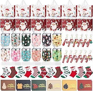 12-Piece Christmas Gift Set with Tumbler Socks Keychains and Cards