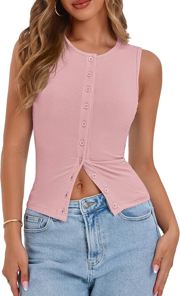 Women's Summer Cropped Ribbed Knit Tank Top