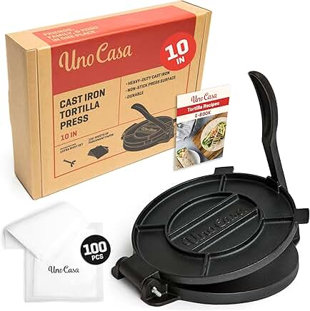10-Inch Cast Iron Tortilla Press for Flatbreads