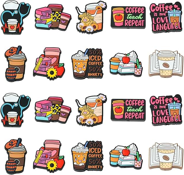 20 Coffee Silicone Beads for Jewelry and Crafts