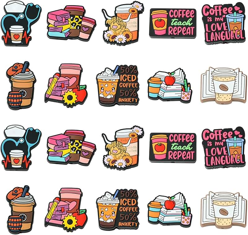 20 Coffee Silicone Beads for Jewelry and Crafts
