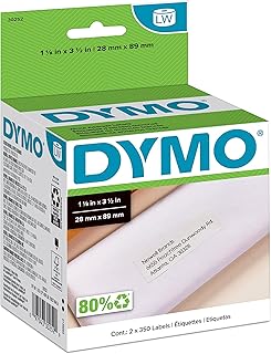White Mailing Address Labels, 1-1/8" x 3-1/2", 2 Rolls