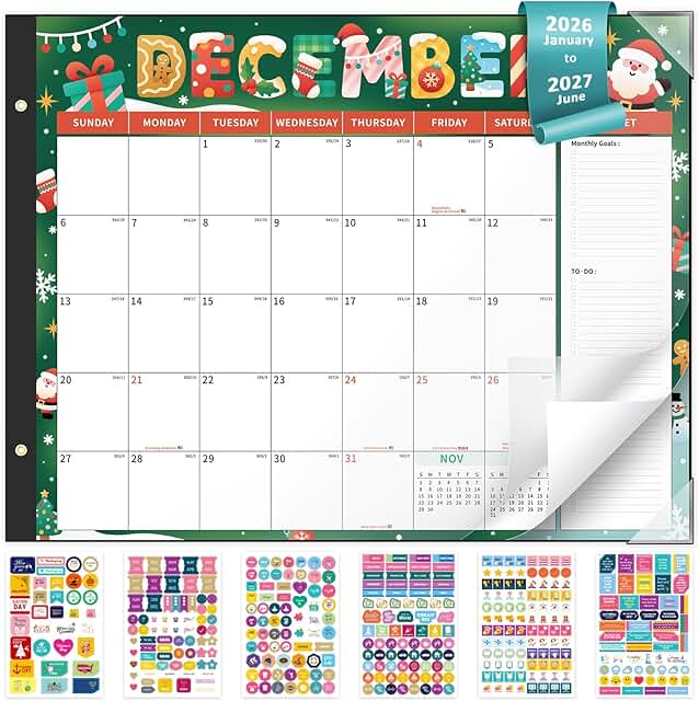 Large 2026-2027 Monthly Family Desk Calendar