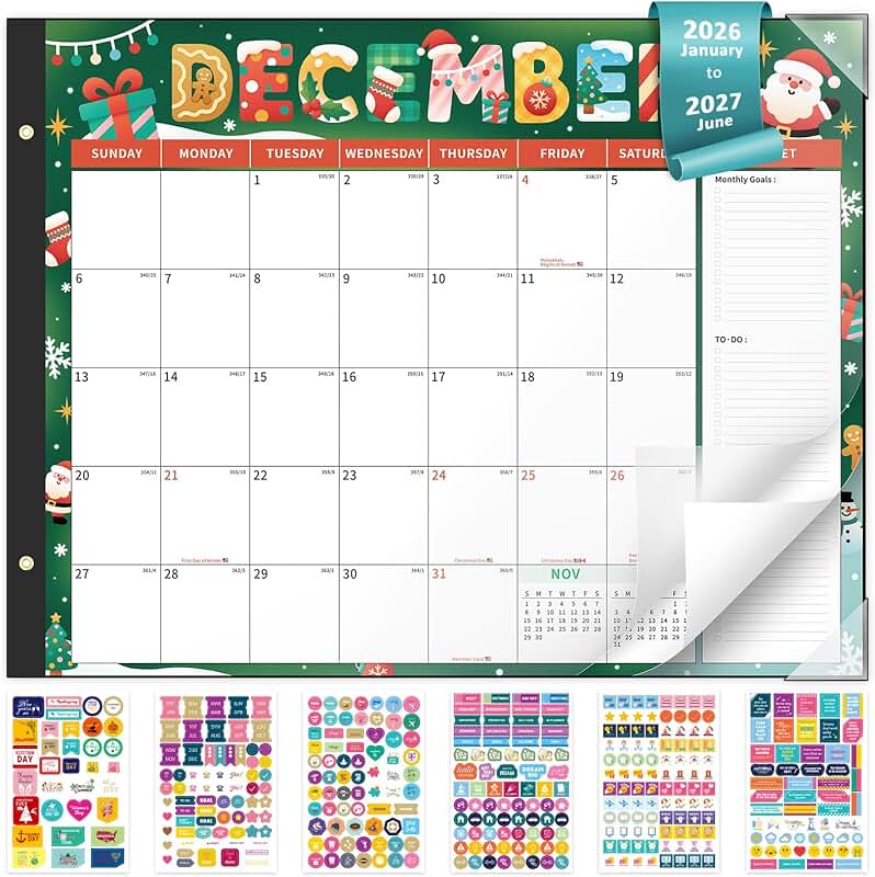 Large 2026-2027 Monthly Family Desk Calendar