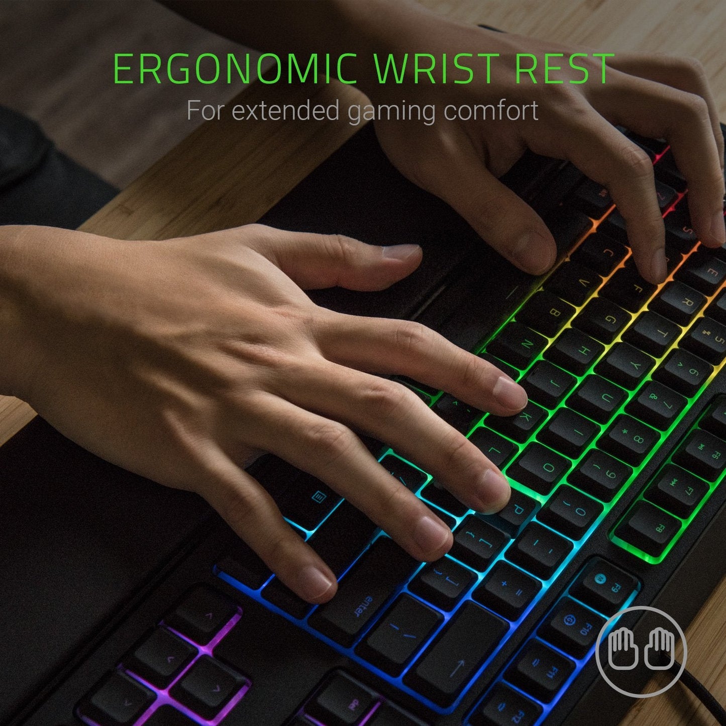 Ornata Chroma Gaming Keyboard: Hybrid Mechanical Key Switches - Customizable Chroma RGB Lighting - Individually Backlit Keys - Detachable Plush Wrist Rest - Programmable Macro Functionality