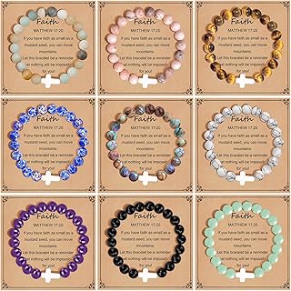9-Piece Cross Beaded Bracelets Set for Women and Men