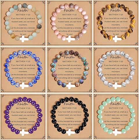 9-Piece Cross Beaded Bracelets Set for Women and Men