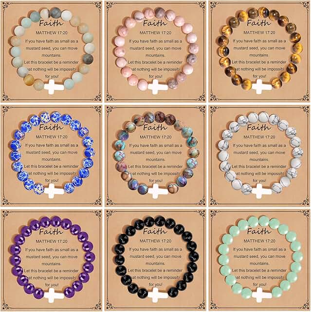 9-Piece Cross Beaded Bracelets Set for Women and Men