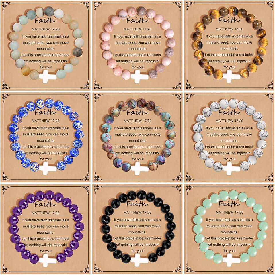 9-Piece Cross Beaded Bracelets Set for Women and Men