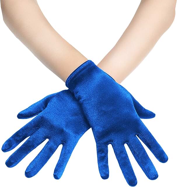 Short satin gloves for women, wedding and party accessories
