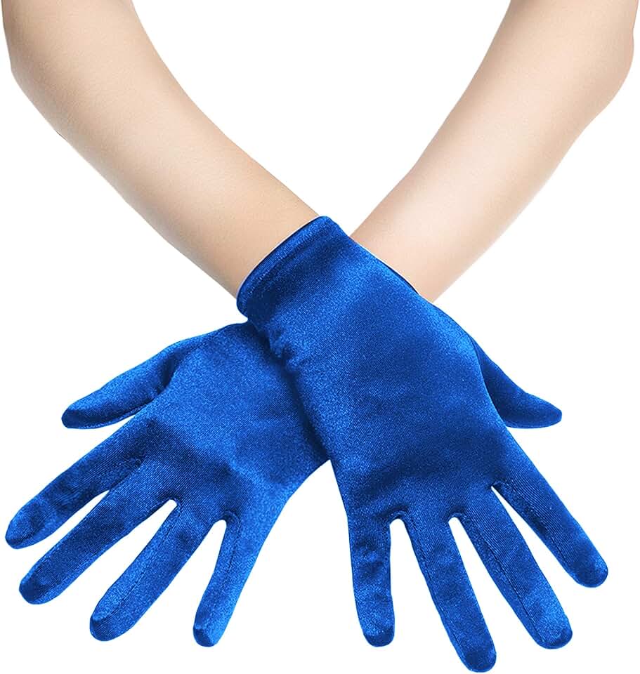 Short satin gloves for women, wedding and party accessories