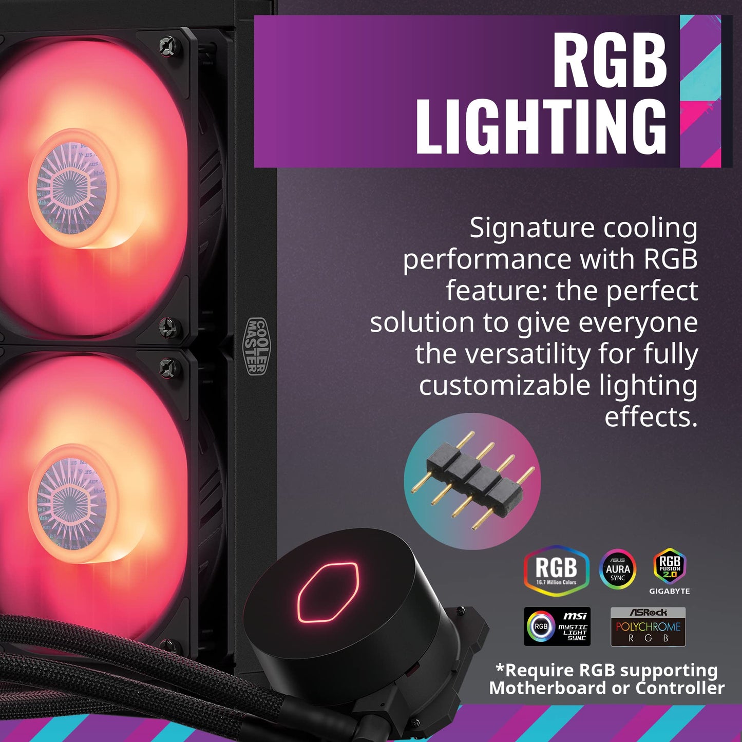 MasterLiquid ML240L RGB V2, Close-Loop AIO CPU Liquid , 240 Radiator, SickleFlow 120mm, RGB Lighting, 3rd Gen Dual Chamber Pump for AMD Ryzen/Intel LGA1700*/1200/115X