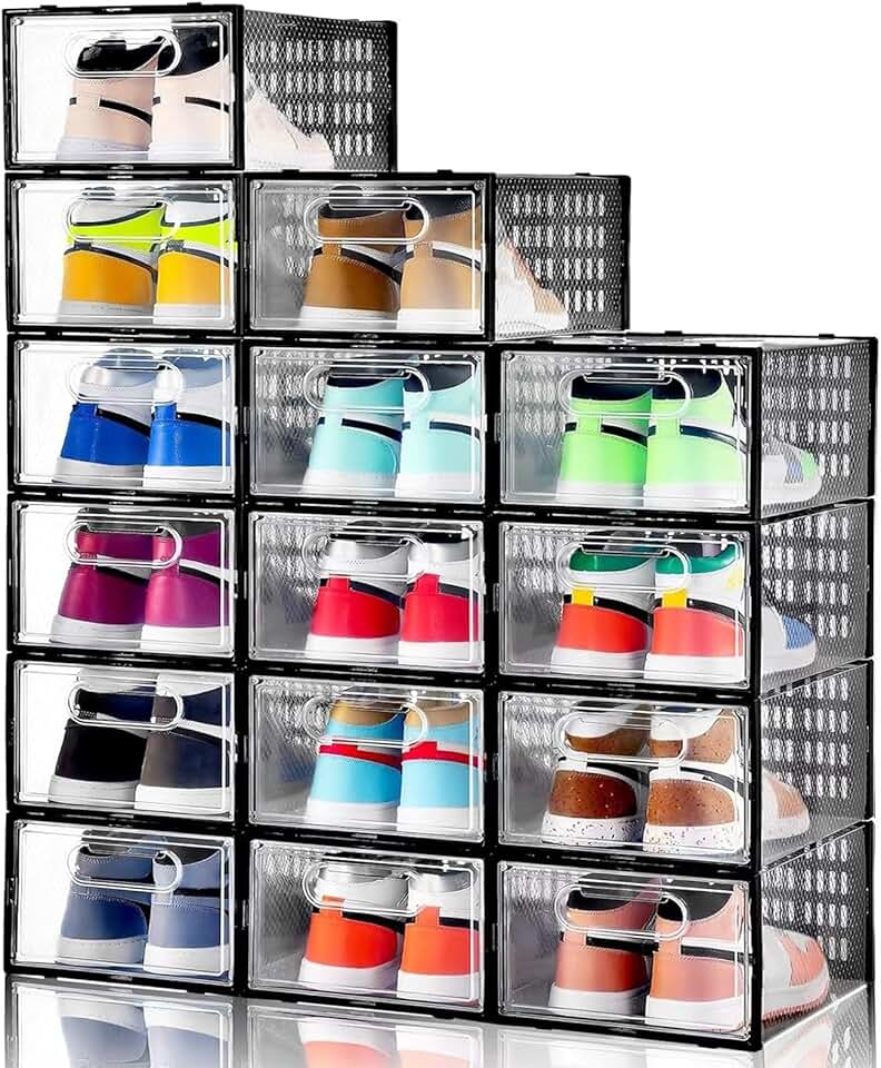 15 Clear Stackable Shoe Storage Boxes