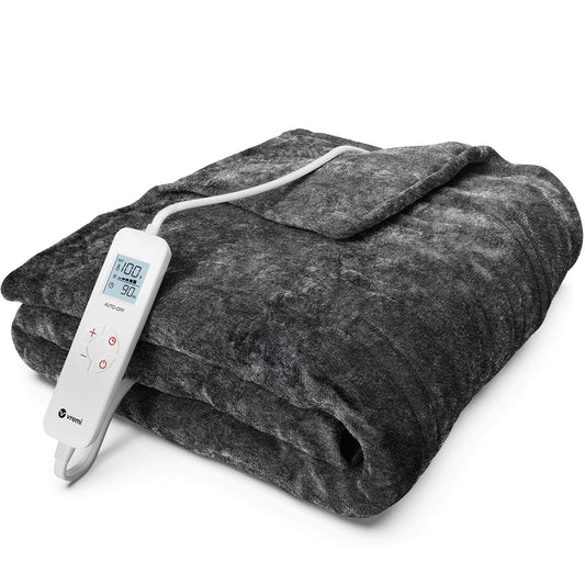 Electric Blanket  50 x 60 inches Throw Heated Blanket with 6 Heat and 8 Time Settings  Fleece Heating Pad with 10 feet Cord, LCD Display Controller, Auto Shut Off, Washable Cover