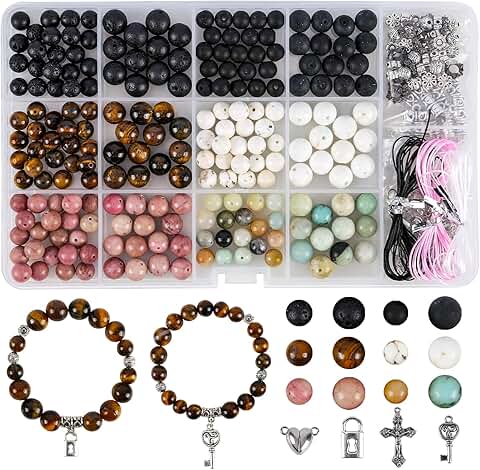 Natural Round Stone Beads for Jewelry Making Kit