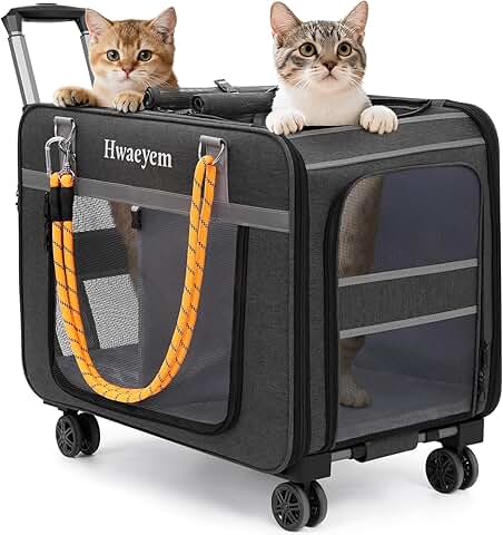 Large Rolling Pet Carrier for Cats and Small Dogs