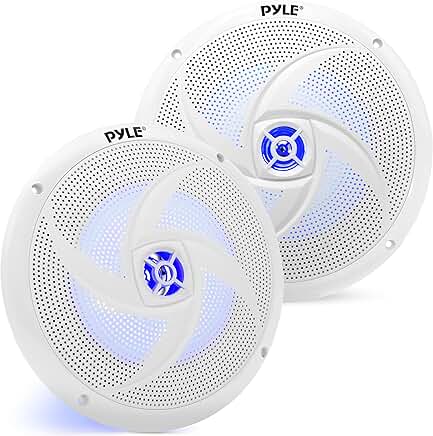 8-Inch Marine Speakers with Blue LED Light