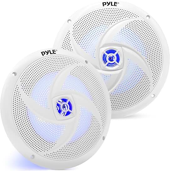 8-Inch Marine Speakers with Blue LED Light