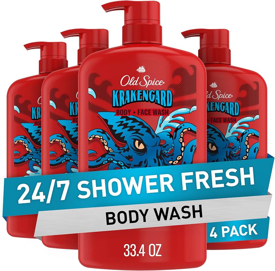 Men's 2-in-1 Body and Face Wash with Fresh Scent, 4 Pack