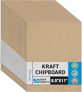 8.5x11 Inch Heavy Duty Kraft Chipboard Sheets, 50 Pack