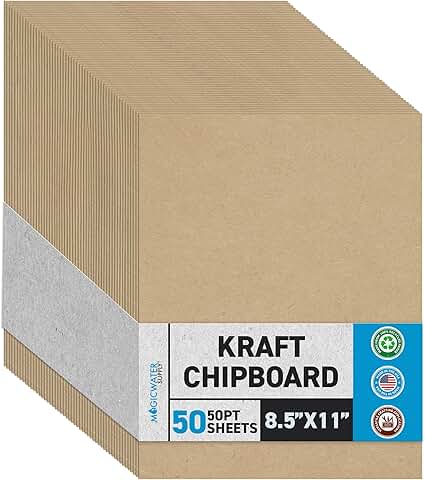 8.5x11 Inch Heavy Duty Kraft Chipboard Sheets, 50 Pack