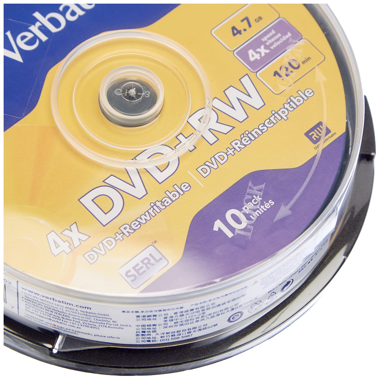 DVD+RW 4.7Gb 4X Spindle 10 No 43488 rewritable Blank DVD DVD+rw