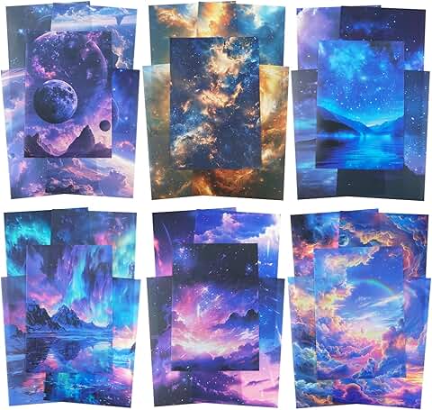Large Galaxy and Aurora Sky Sticker Set, 60 Pieces