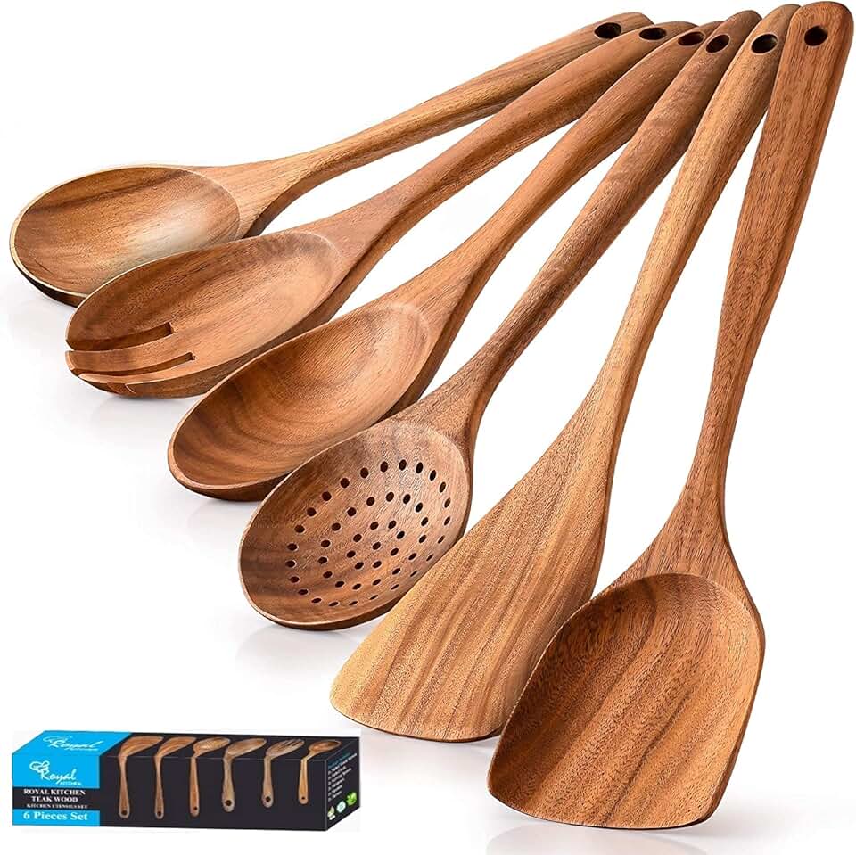 Wooden Kitchen Utensil Set with Spoons and Spatulas