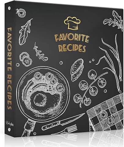 Blackboard Style 8.5x11 Recipe Binder with Sleeves and Dividers
