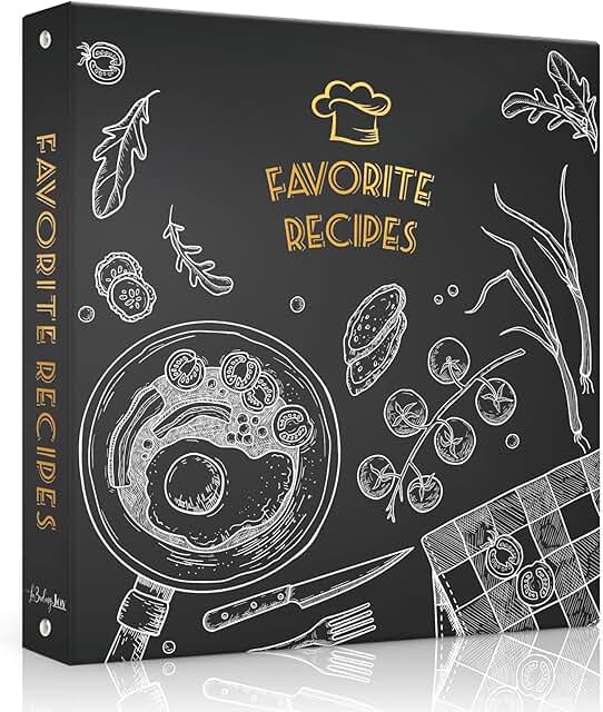 Blackboard Style 8.5x11 Recipe Binder with Sleeves and Dividers