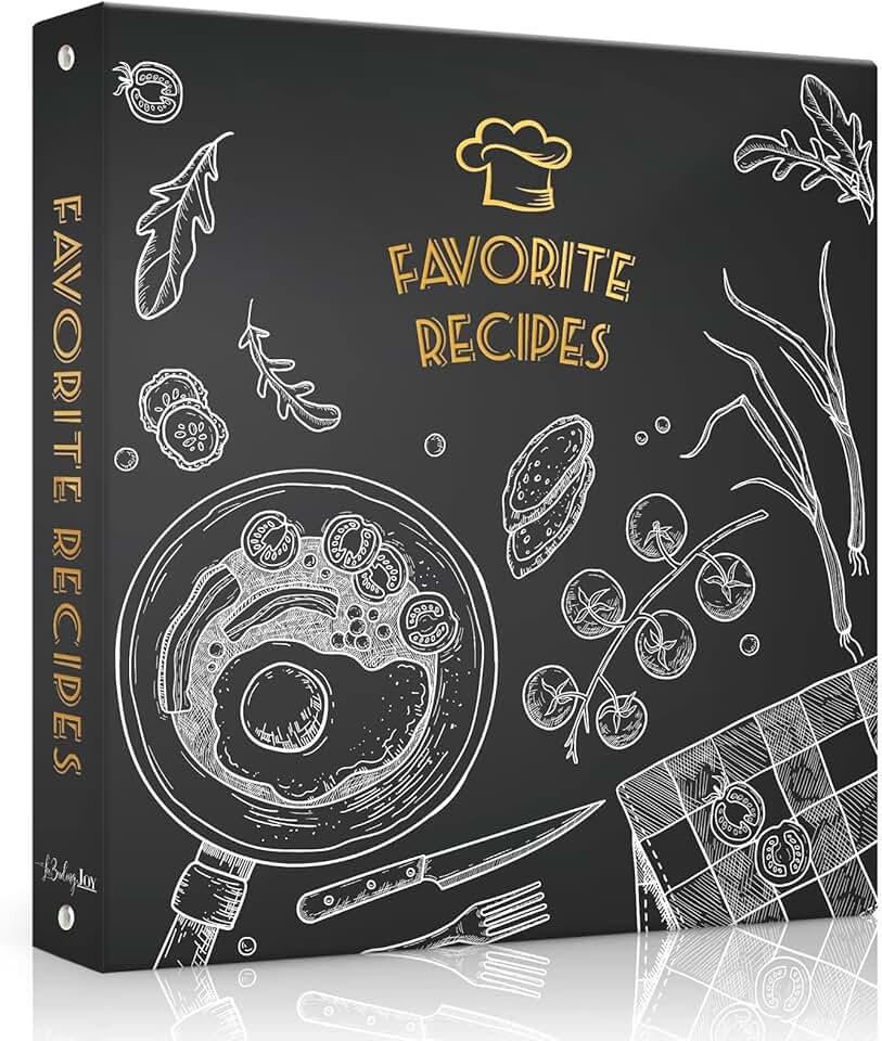 Blackboard Style 8.5x11 Recipe Binder with Sleeves and Dividers
