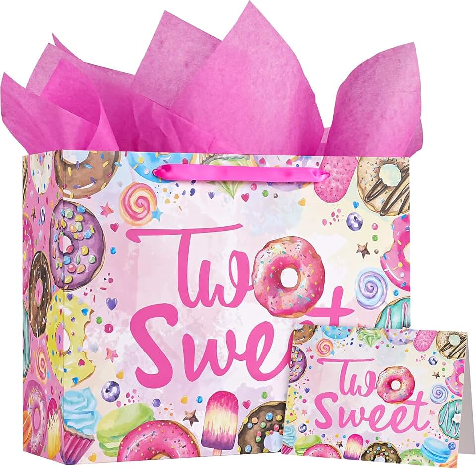 Pink Doughnut Gift Bags for Kids' Birthday or Baby Shower