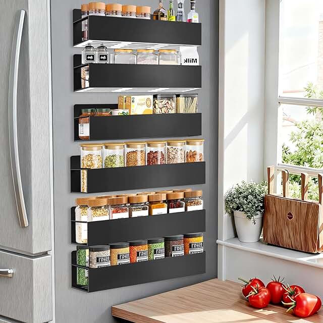 Magnetic Spice Rack Organizer for Fridge and Oven (6 Pack)