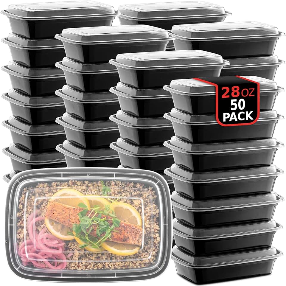 50 Reusable Microwave-Safe Food Storage Containers with Lids