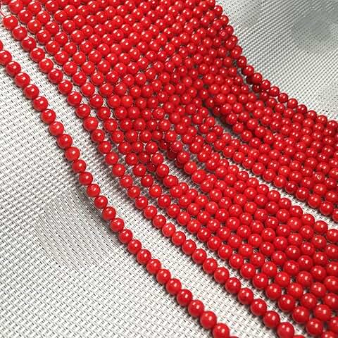 Natural round red coral beads for jewelry making