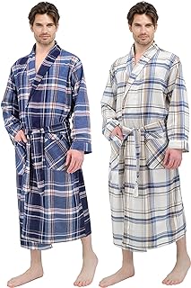 Men's Two-Pack Long Sauna Robe in Cotton Flannel