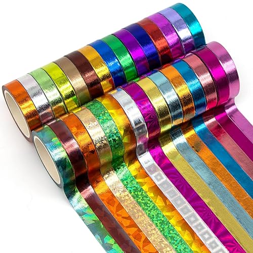 30 Rolls of Multi-Colored and Gold Metallic Washi Tape