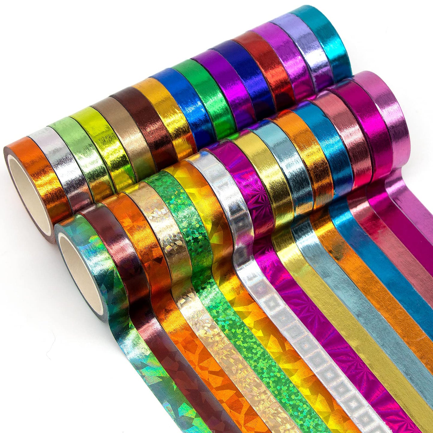 30 Rolls of Multi-Colored and Gold Metallic Washi Tape